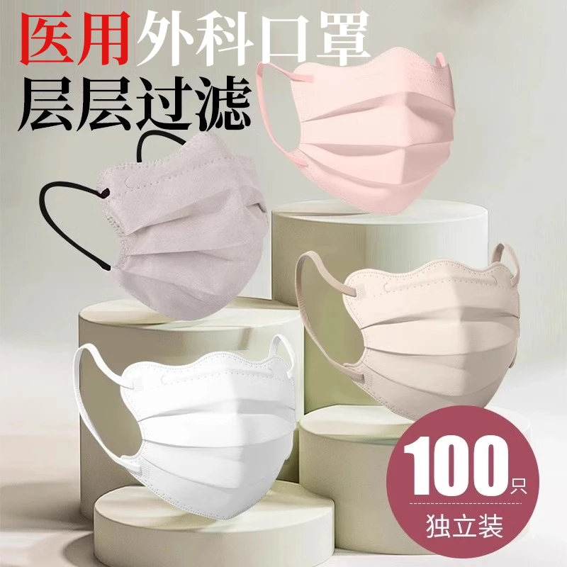 夏季医用立体口罩医用外科口罩一次性2025新款女高颜值蝴蝶波浪形护眼角云朵渐变逸路康医用外科口罩医用透气口罩