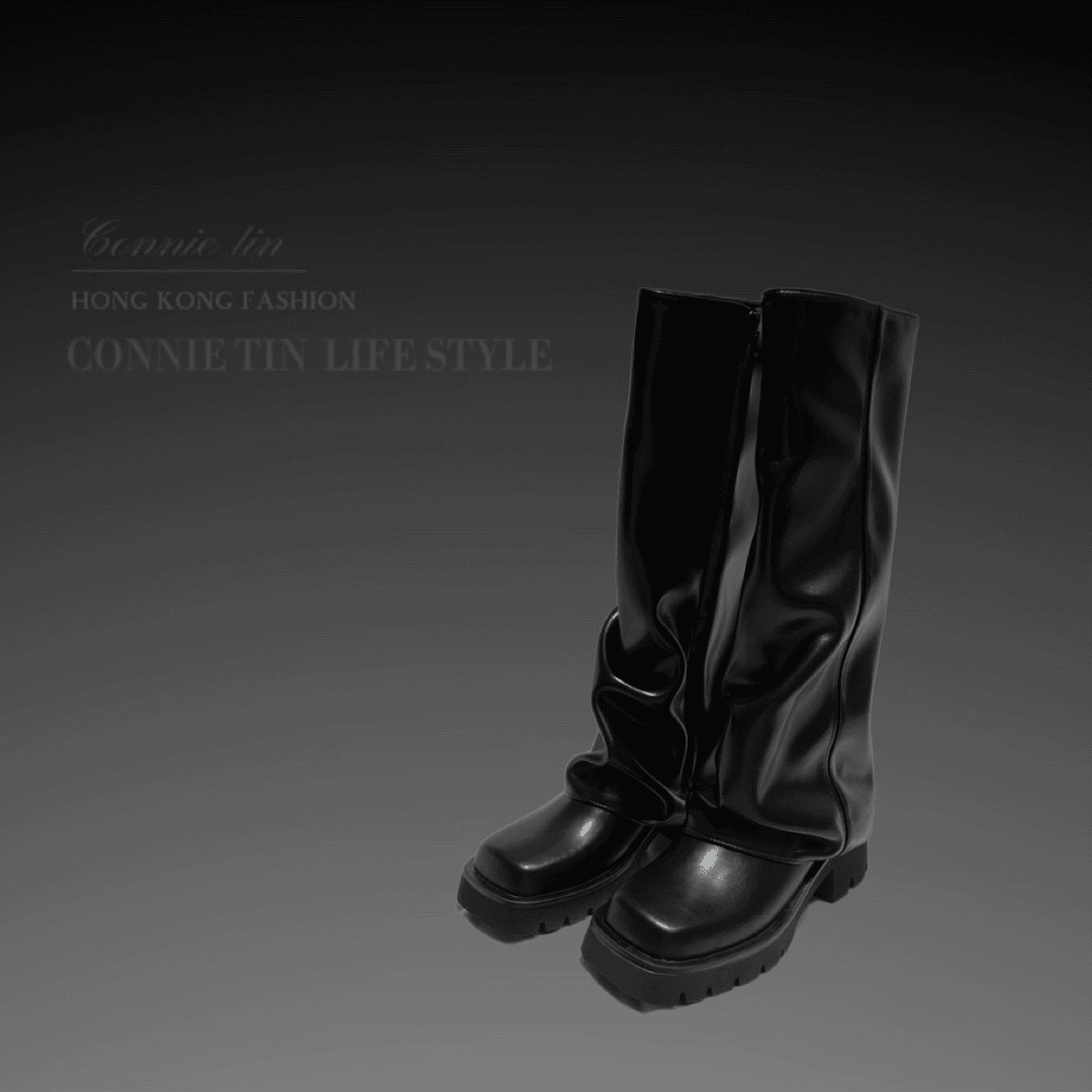 CONNIE TIN   真皮复古骑士裤管靴