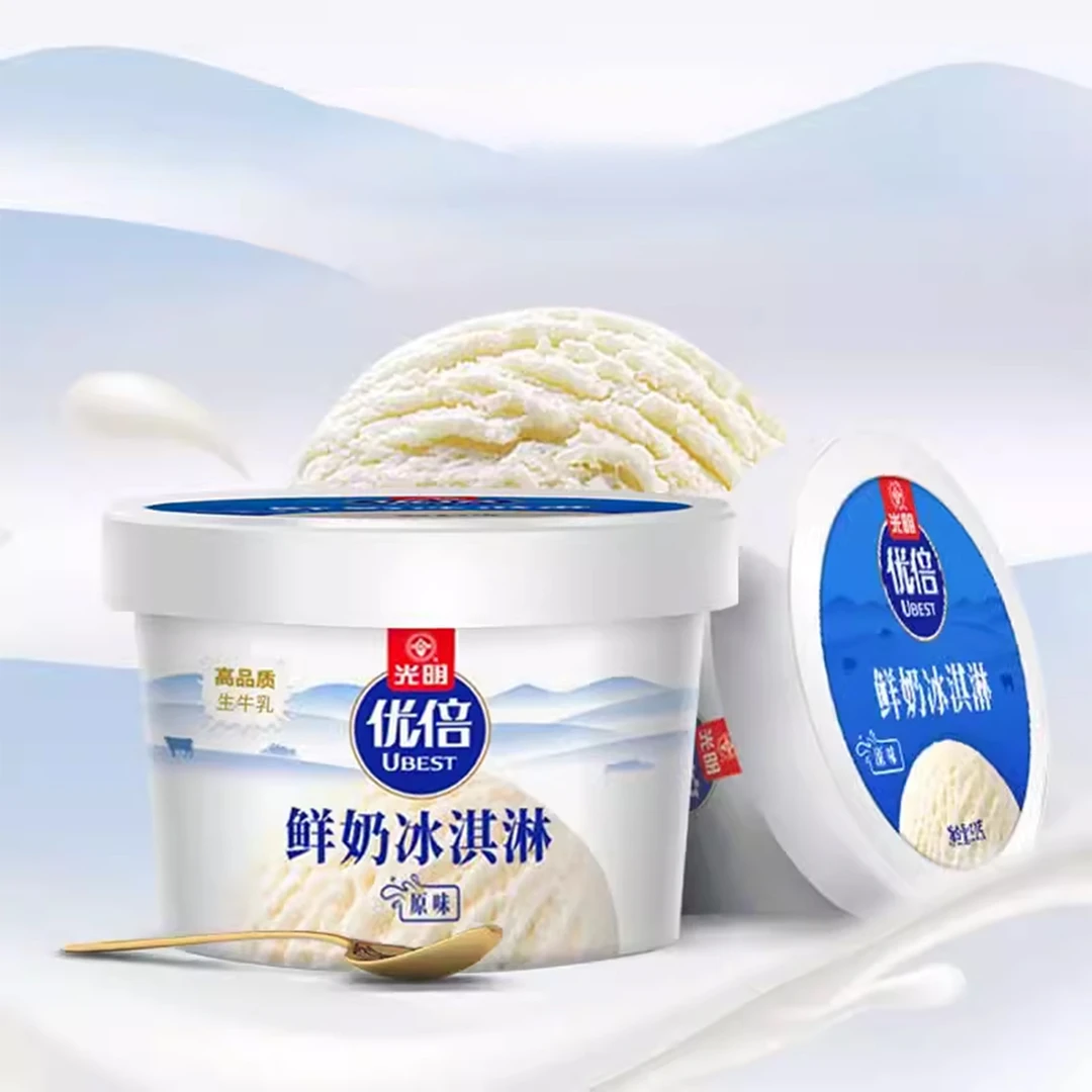 光明牌优倍牛奶冰淇淋大红袍龙井味柔软香甜’原味‘独特’风味细腻