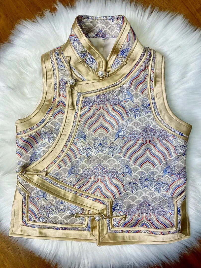 【蒙善妈】金山水马甲重工刺绣 儿童蒙古马甲不分男女 时尚日常网红