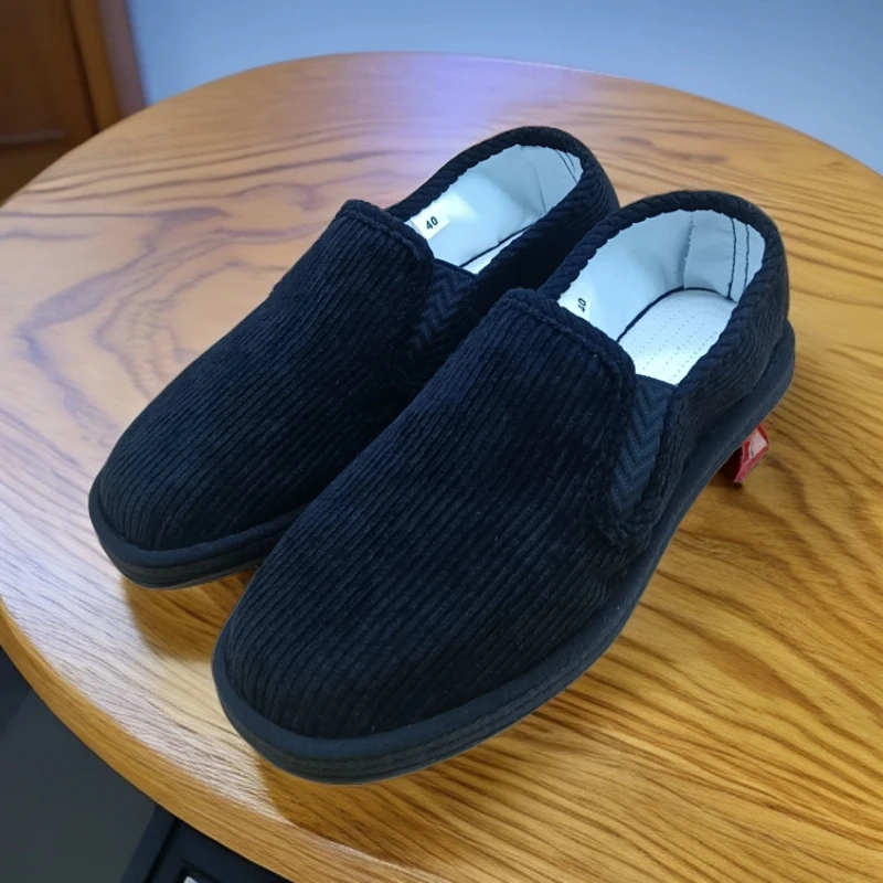 (步步犇腾)加厚款中老年男士老年鞋黑色灯芯绒老北京布鞋