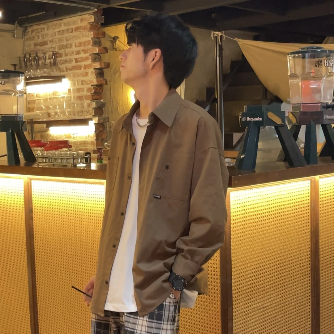 【限量款】春季新款美式复古棉质工装衬衫百搭休闲i潮流外套男C3017