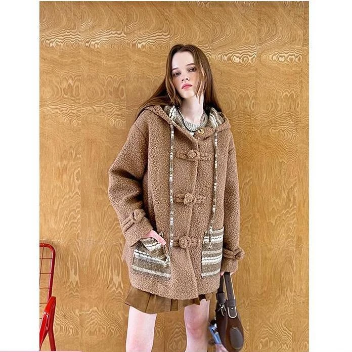 【fangfang专属】DIDDI MODA 圈圈呢连帽外套