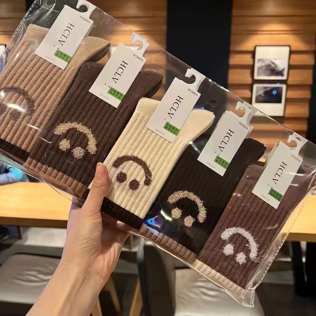 【十双装】欧韩女款亲肤拼色中高筒加厚袜子女款袜子羊绒袜高颜值