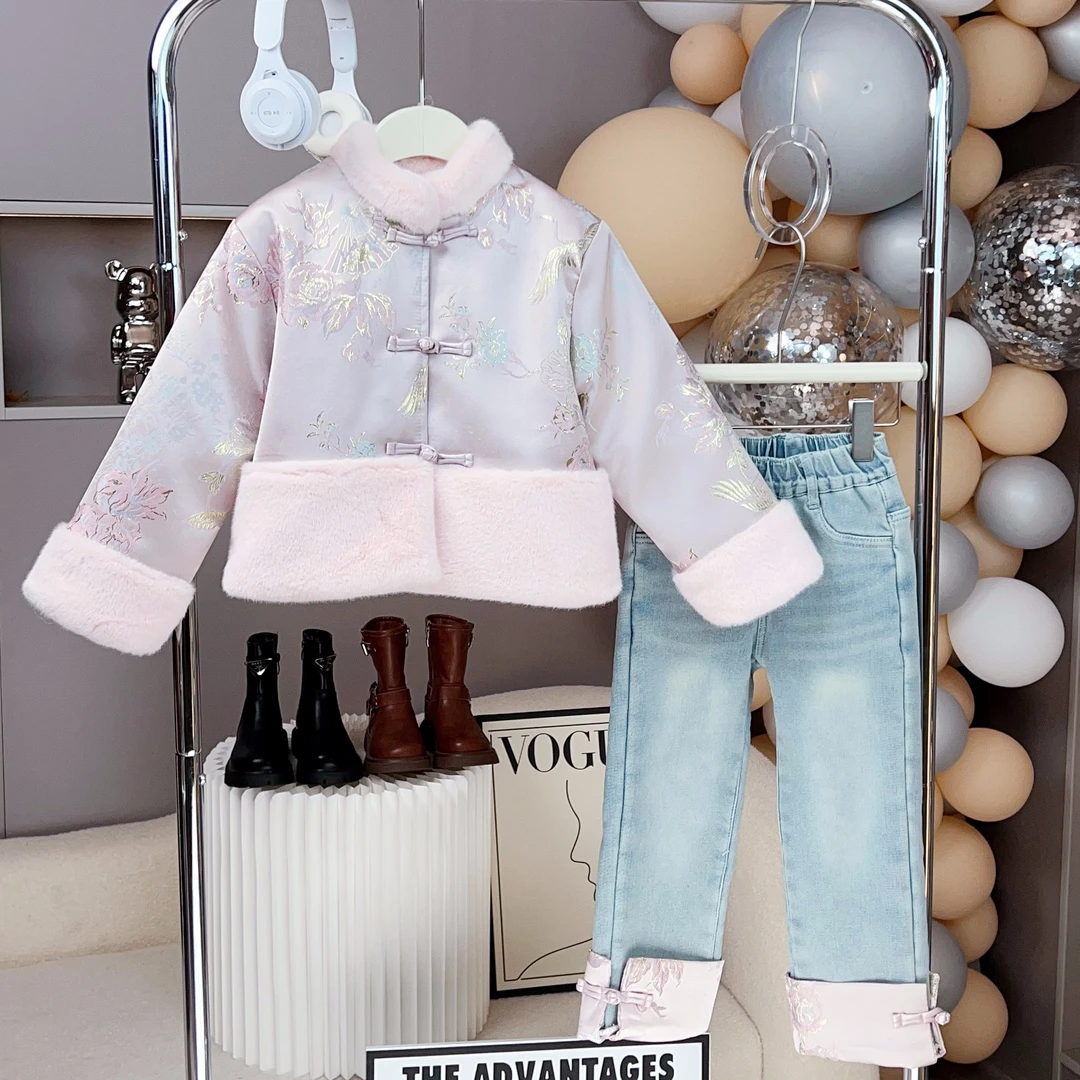 女童2024新款冬季中国风新年服时尚中大童洋气气质外套冬款唐装潮