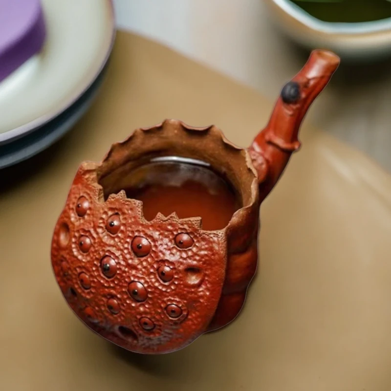 宜兴原矿紫砂壶公道杯手工分茶器莲蓬子手抓壶茶道配件紫皮茶具