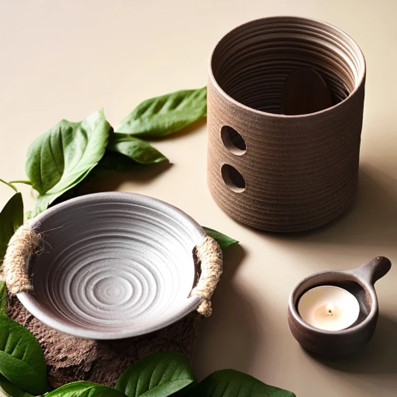 粗陶日式烤茶炉家用蜡烛加热茶叶提香器烘焙炒茶醒茶器茶道零配件