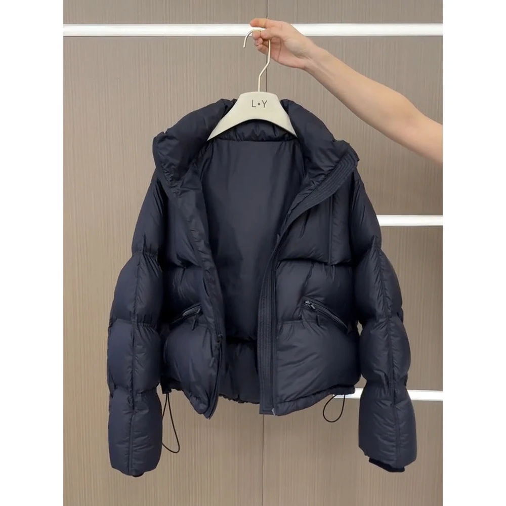 今年流行爆款高级感独特超好看保暖黑色连帽棉服外套女2025冬季款