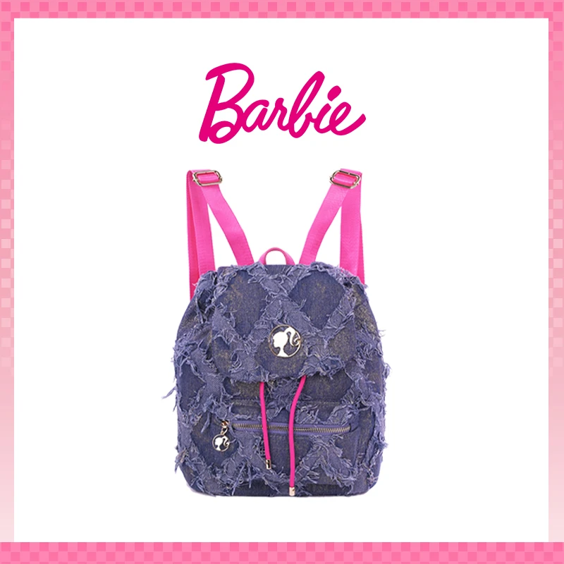 IME-F【Barbie芭比联名官方正品】牛仔流苏时尚女孩双肩包