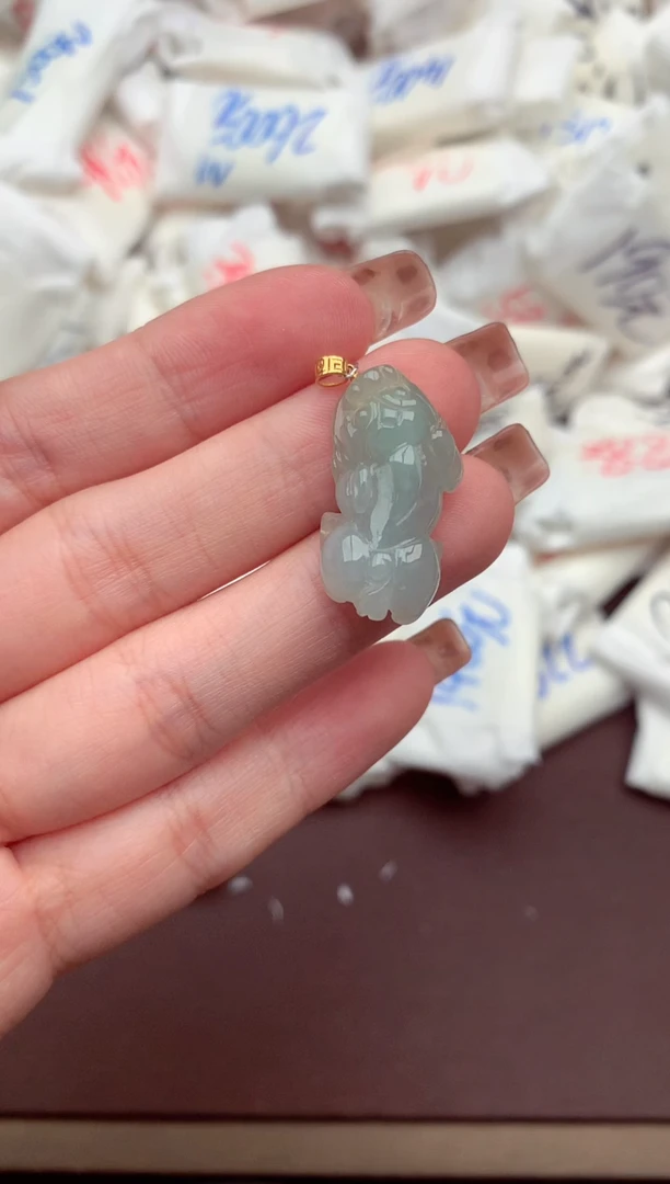 【闪购商品】翡翠挂件18K金镶嵌  一