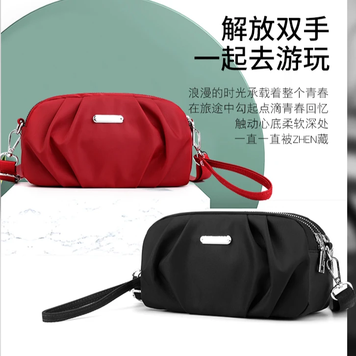 牛津布包包女2024新款时尚迷你褶皱云朵包女小包尼龙布单肩斜挎包