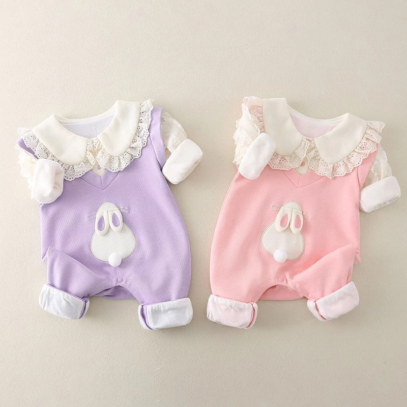 婴儿新生儿衣服春秋宝宝连体衣满月外出哈衣爬服公主洋气百天