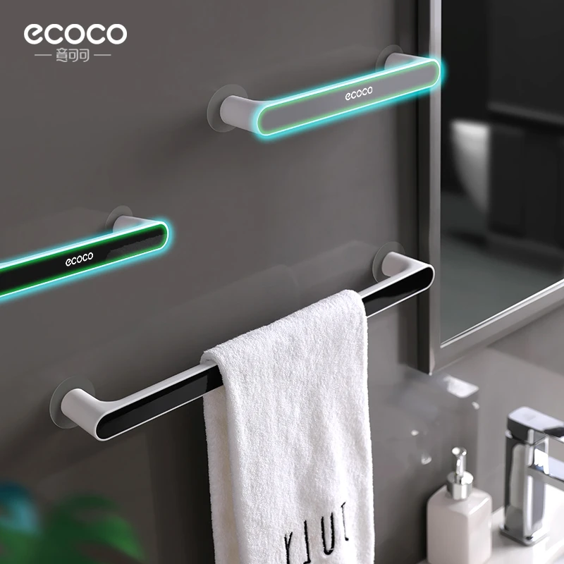 ecoco毛巾架免打孔浴巾置物架浴室吸盘挂架浴巾架子创意置物架