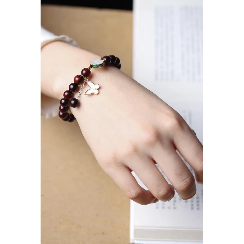 正品印度小叶紫檀高油密原创设计diy时尚手串手链女生女士文玩