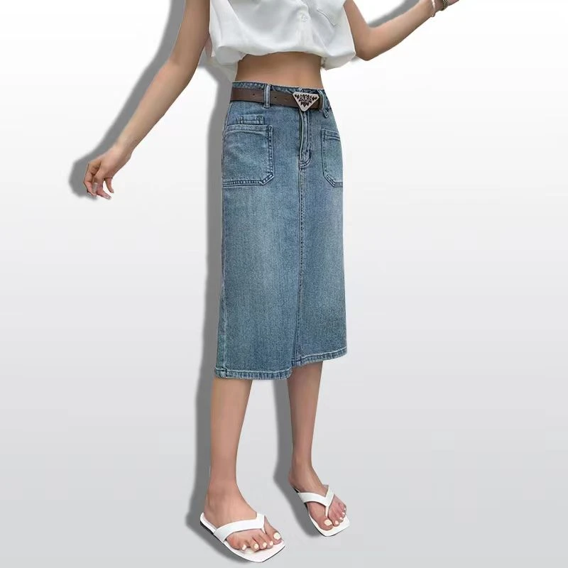 2023夏季新款女士时尚休闲百搭显瘦减龄气质款牛仔半裙5926