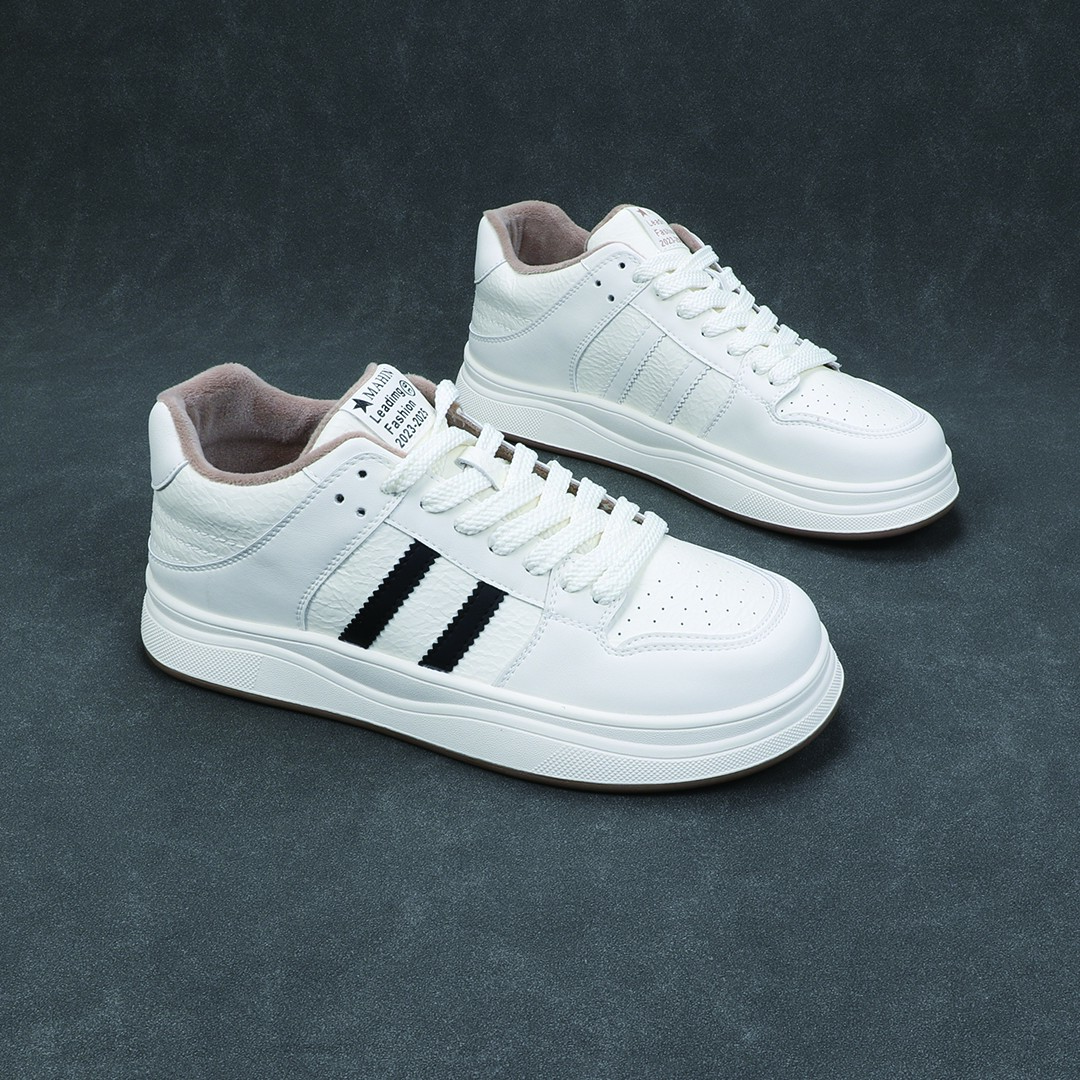 40-43码真皮拼色小白鞋女新款圆头系带牛皮学生百搭休闲运动鞋