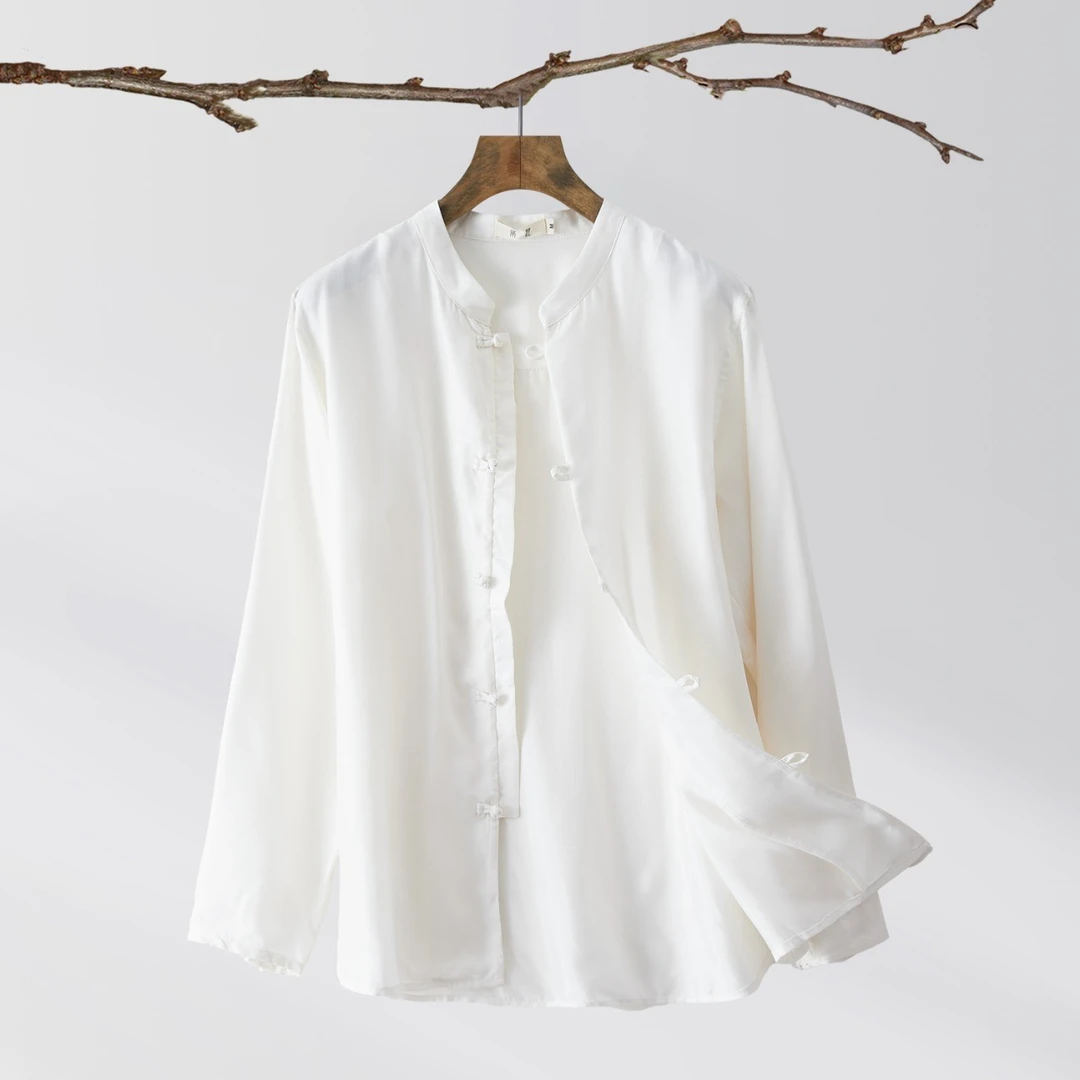 春夏长袖盘扣衬衫复古中式男装铜氨丝休闲衬衣ML-667