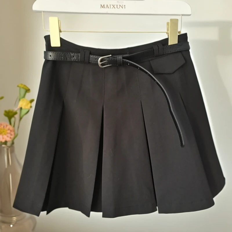 麦寻学院风高腰显瘦百褶短裙韩系气质百搭半身裙QHSVP002