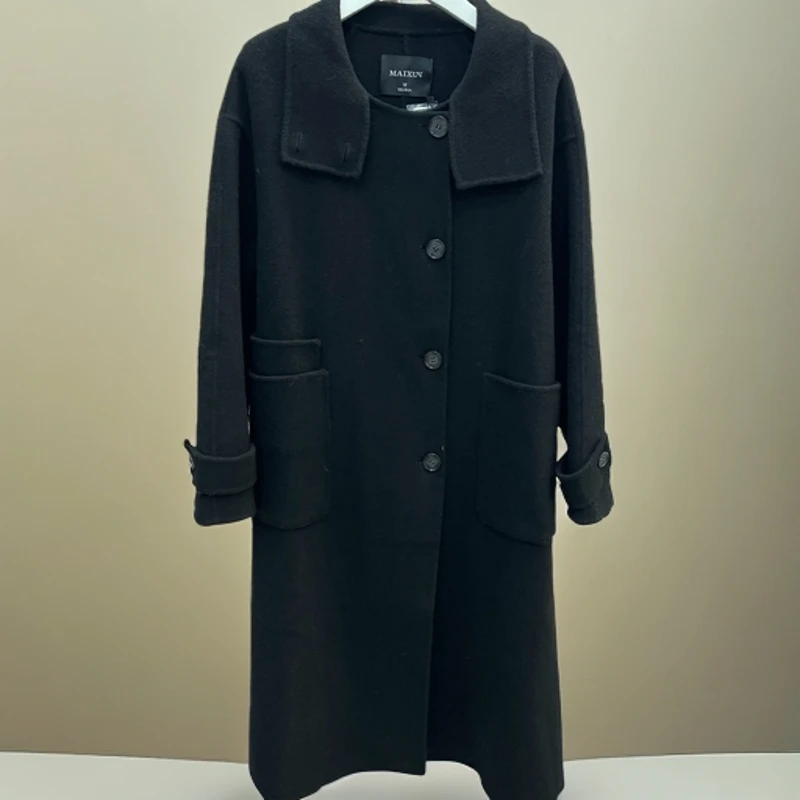 麦寻秋冬新款韩系双面呢羊毛大衣中长款休闲复古外套DYLQP002