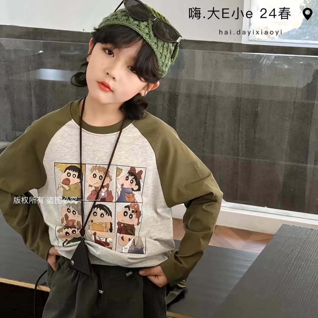 【小慕家】2024新款5107春季男女休闲时尚印花圆领韩版T恤长袖