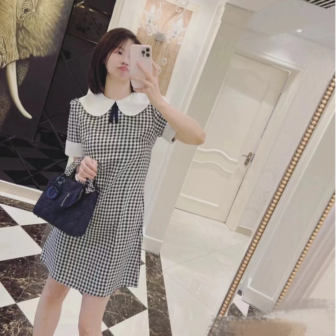 全新未使用 MIU MIU/缪缪 miumiu缪缪娃娃领格子经典款连衣裙