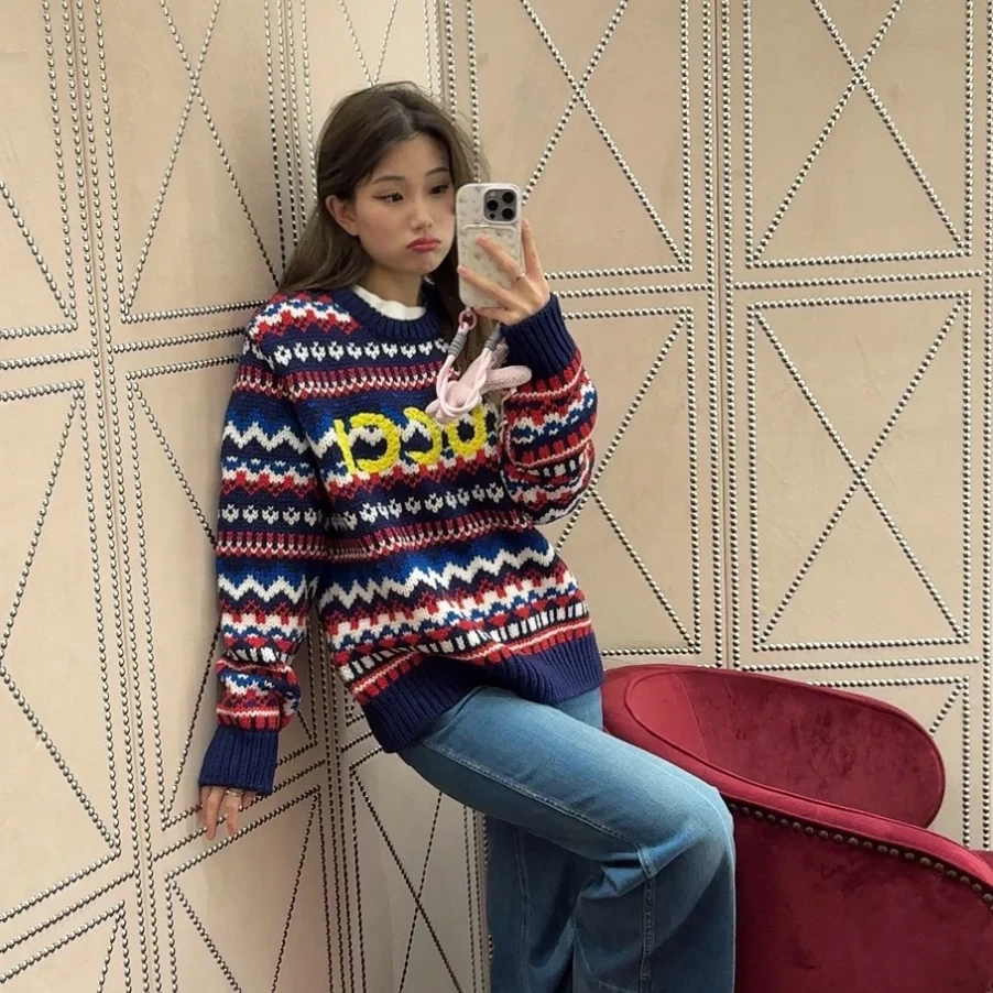 全新未使用 GUCCI/古驰 古驰复古条纹百搭毛衣经典logo