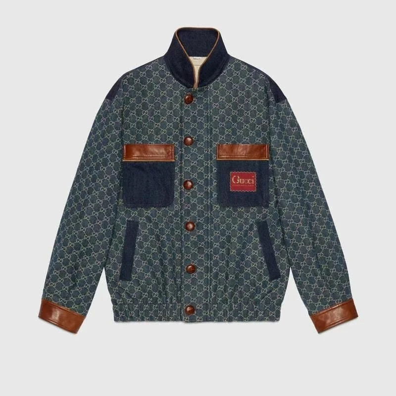 全新未使用 GUCCI/古驰 休闲时尚印花经典飞行员夹克外套拼接满印