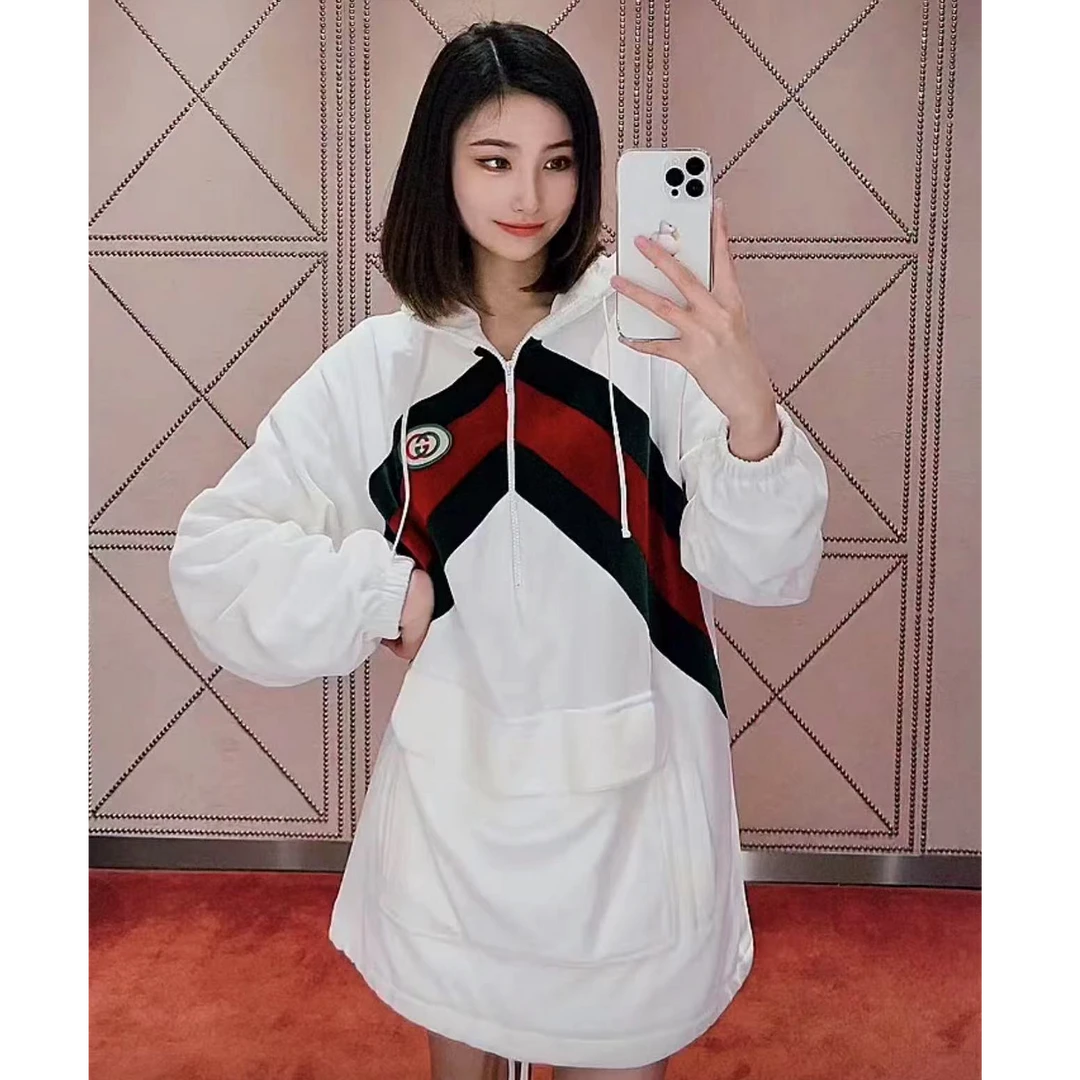 全新未使用 GUCCI/古驰 剪标Gucci古驰拼色连帽套头连衣裙