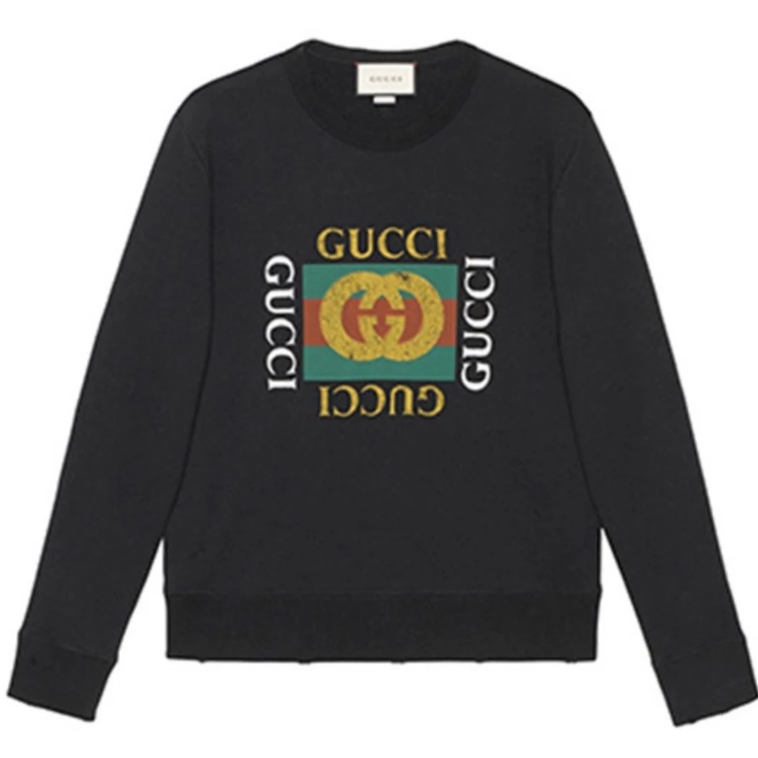 全新未使用 GUCCI/古驰 双G男女同款运动字母印花套头卫衣圆领