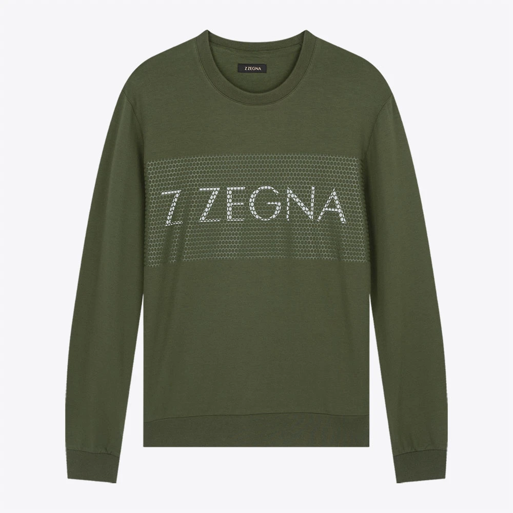 全新未使用 ErmenegildoZegna 网格logo修饰休闲卫衣公价5400