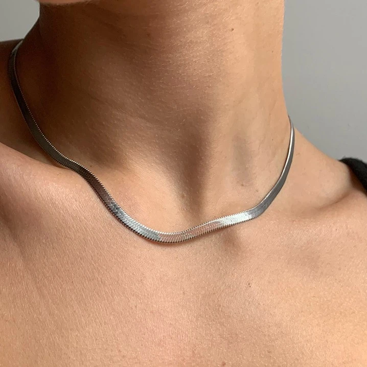 钛钢项链 刀片项链男潮流高级感个性嘻哈男士链子简约百搭蛇骨链