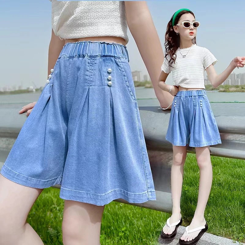 女童夏季短裤网红新款儿童天丝牛仔短裤中大童百撘裤裙时尚洋气潮