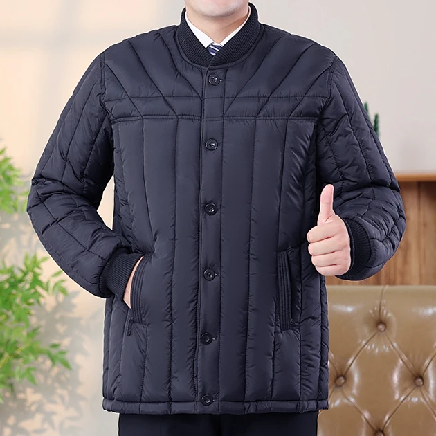 中老年男士冬季扣子棉衣棉服 大码保暖秋冬加厚内穿外穿棉袄外套