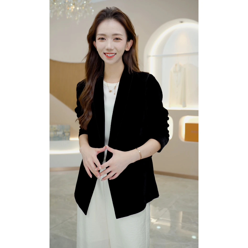 R H 真丝丝绒！新款洋气时尚显瘦新中式V领衬衫W6185