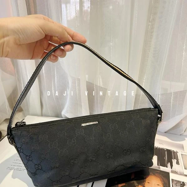 大吉中古/Gucci黑老花小船手提包