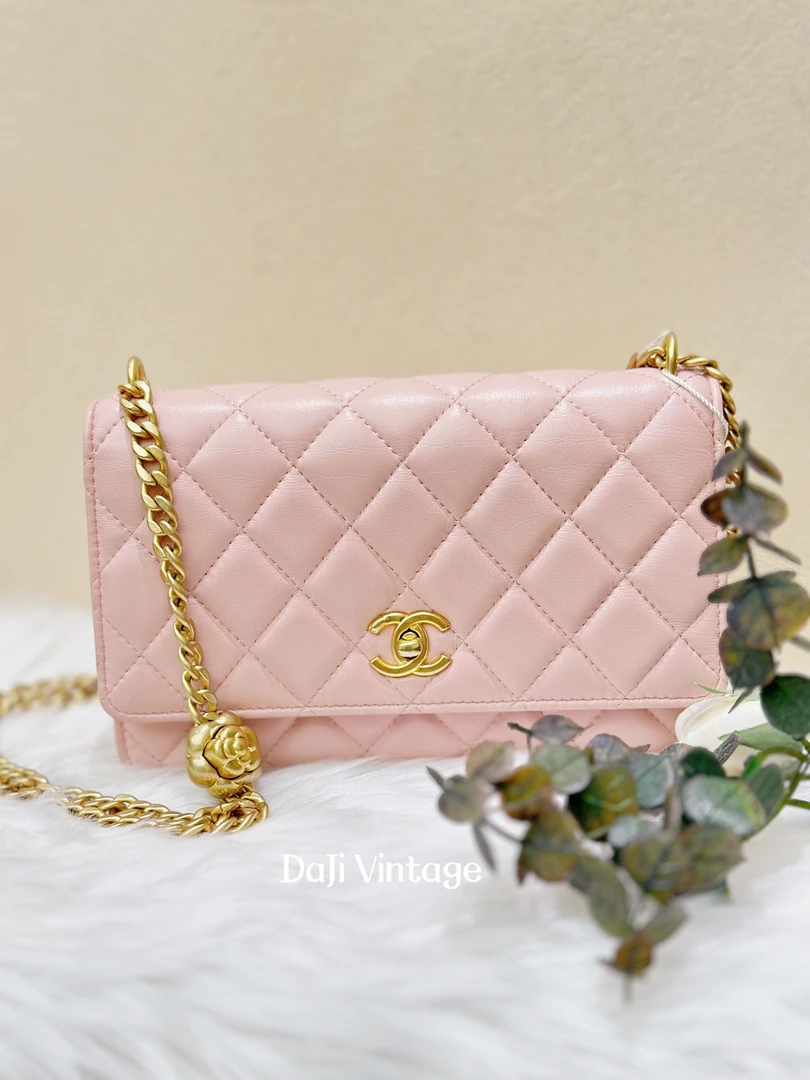 95新 Chanel/香奈儿 拆单链接单拍无效|大吉中古23S粉色山茶花woc