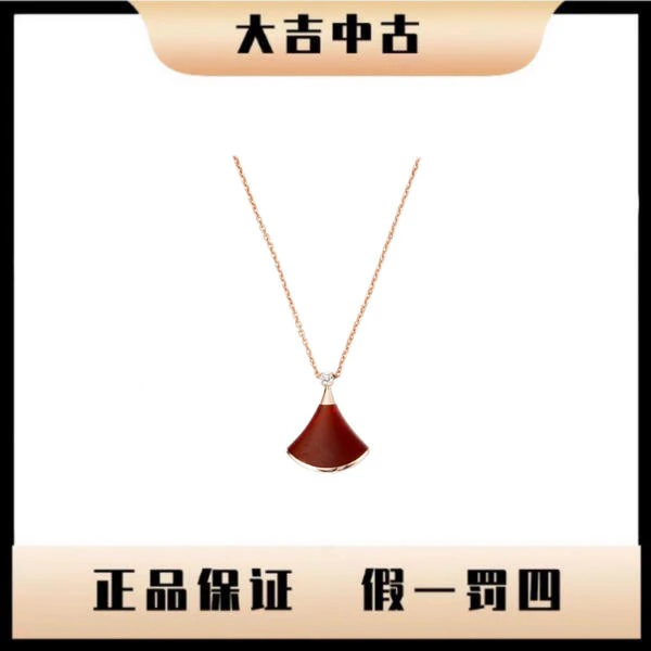大吉中古/宝格丽红玉髓扇子项链