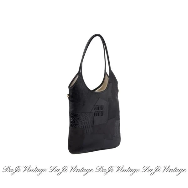 99新 MIU MIU/缪缪 大吉中古/miumiu缪缪压纹拼接ivy购物袋托特包