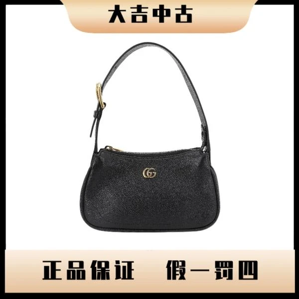 大吉中古/Gucci古驰黑金mini腋下单肩包