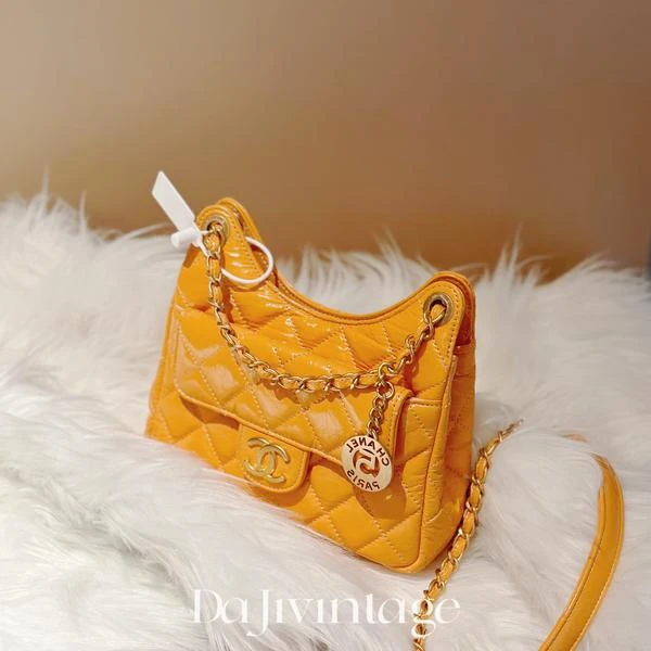 大吉中古/chanel香奈儿24c橘色天猫精灵小号斜挎包