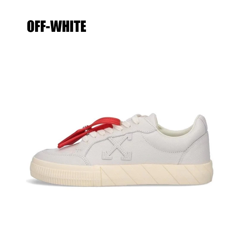 全新未使用 OFF-WHITE 皮革 简约时尚百搭 低帮 板鞋 男款 白色
