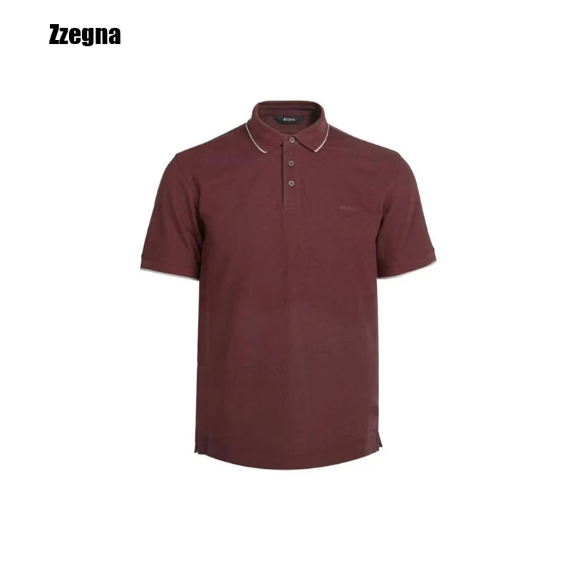 全新未使用  Zzegna SS23 纯色休闲短袖Polo衫 男款 深红色