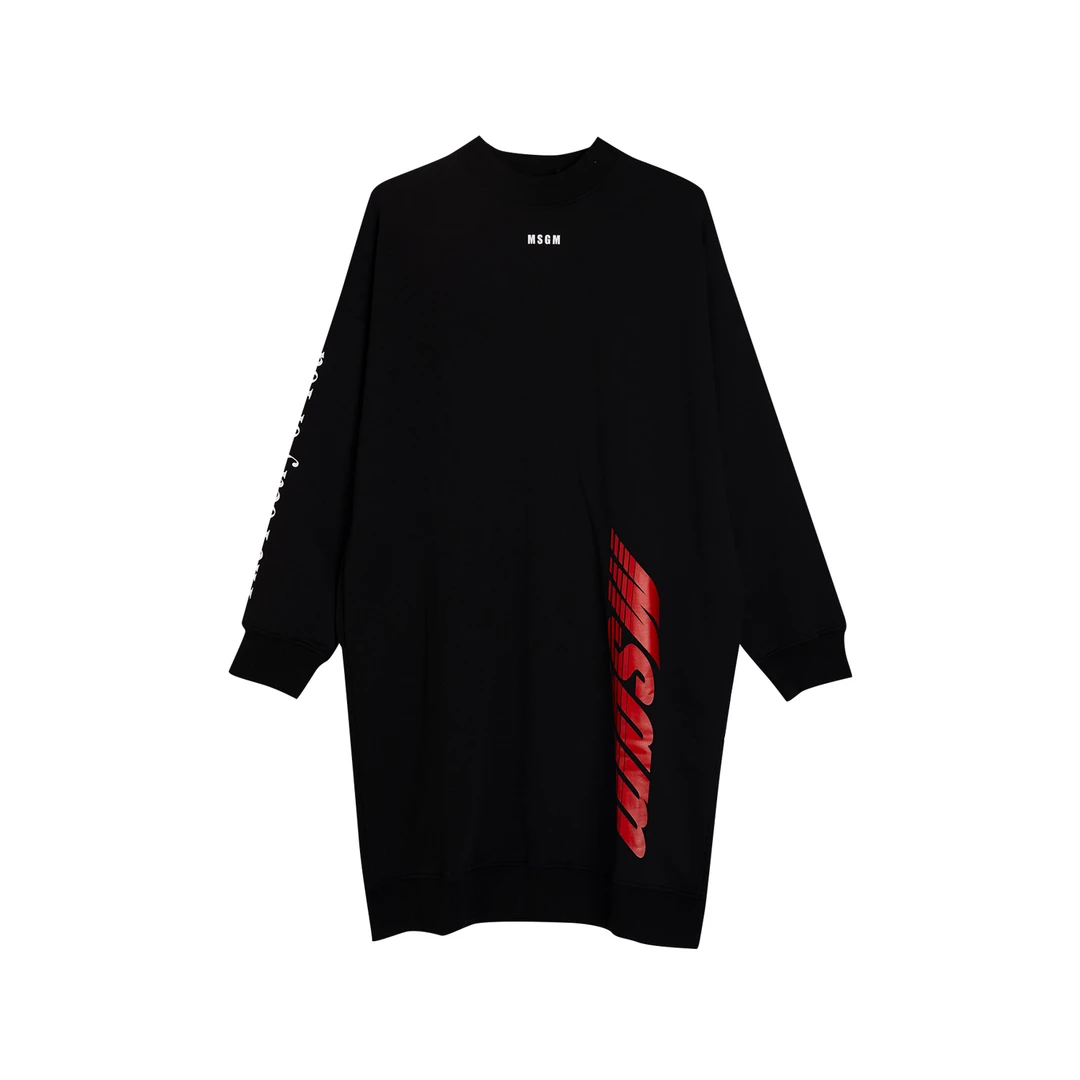 全新未使用  MSGM时尚休闲舒适百搭潮流 女士中长款卫衣裙 黑色