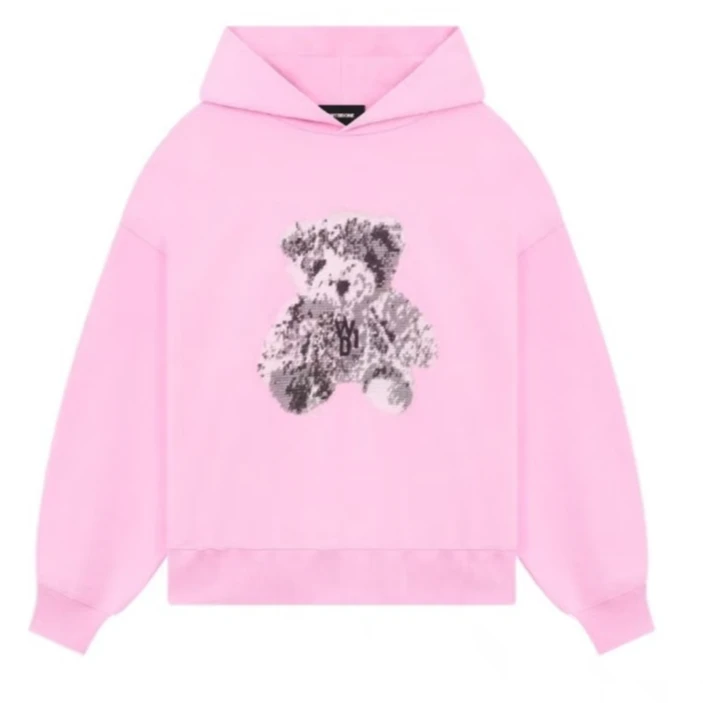 未使用 WE11 DONE SS23 像素泰迪连帽长袖卫衣 男女同款