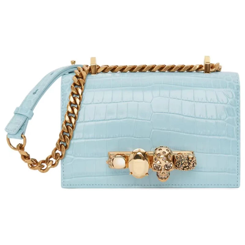 全新未使用 Alexander McQueen/亚历山大·麦昆 古董镀金四环挎包