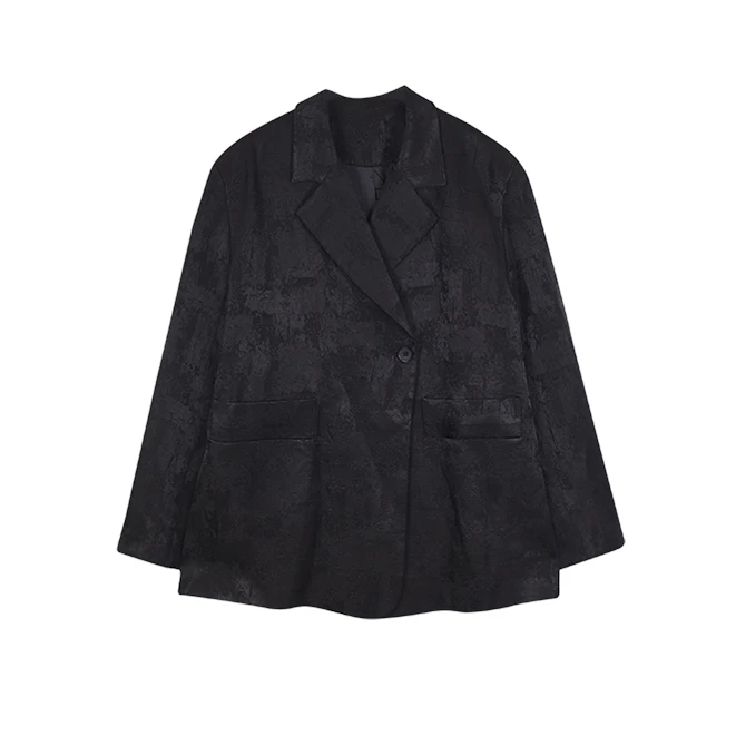 【XINMO】新款时尚百搭气质休闲女黑色西装外套C23061701