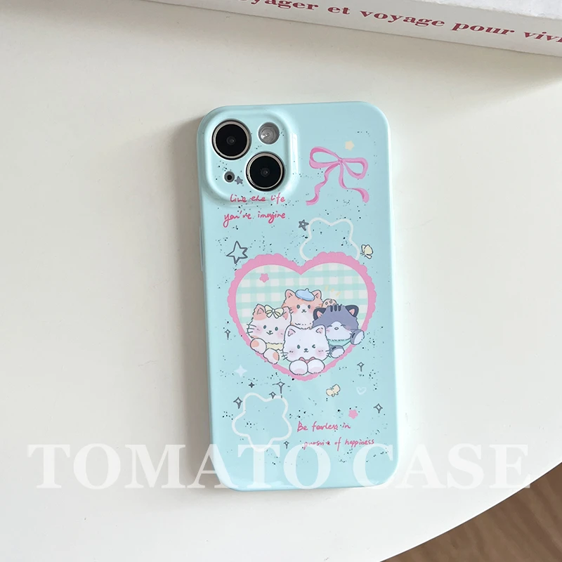ins可爱卡通韩式堆堆猫咪苹果15promax/14/13菲林软壳