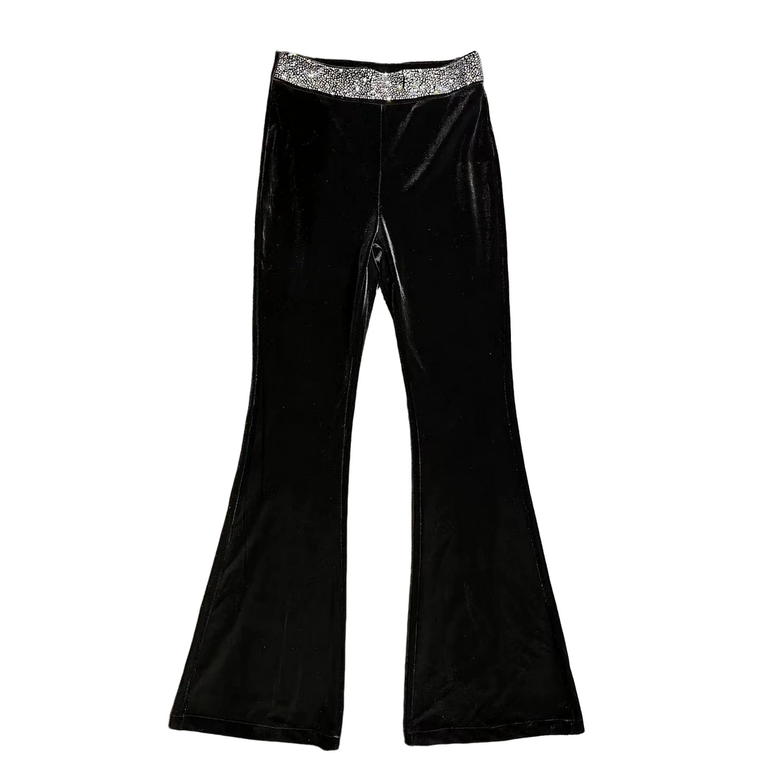 24款加厚显瘦重工丝绒裤微喇休闲裤气质高腰时尚百搭微喇叭【现】