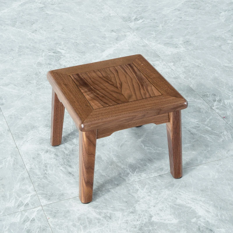 （黑胡桃23高）南天门家具北美黑胡桃木榫卯实木四方凳矮凳小凳子