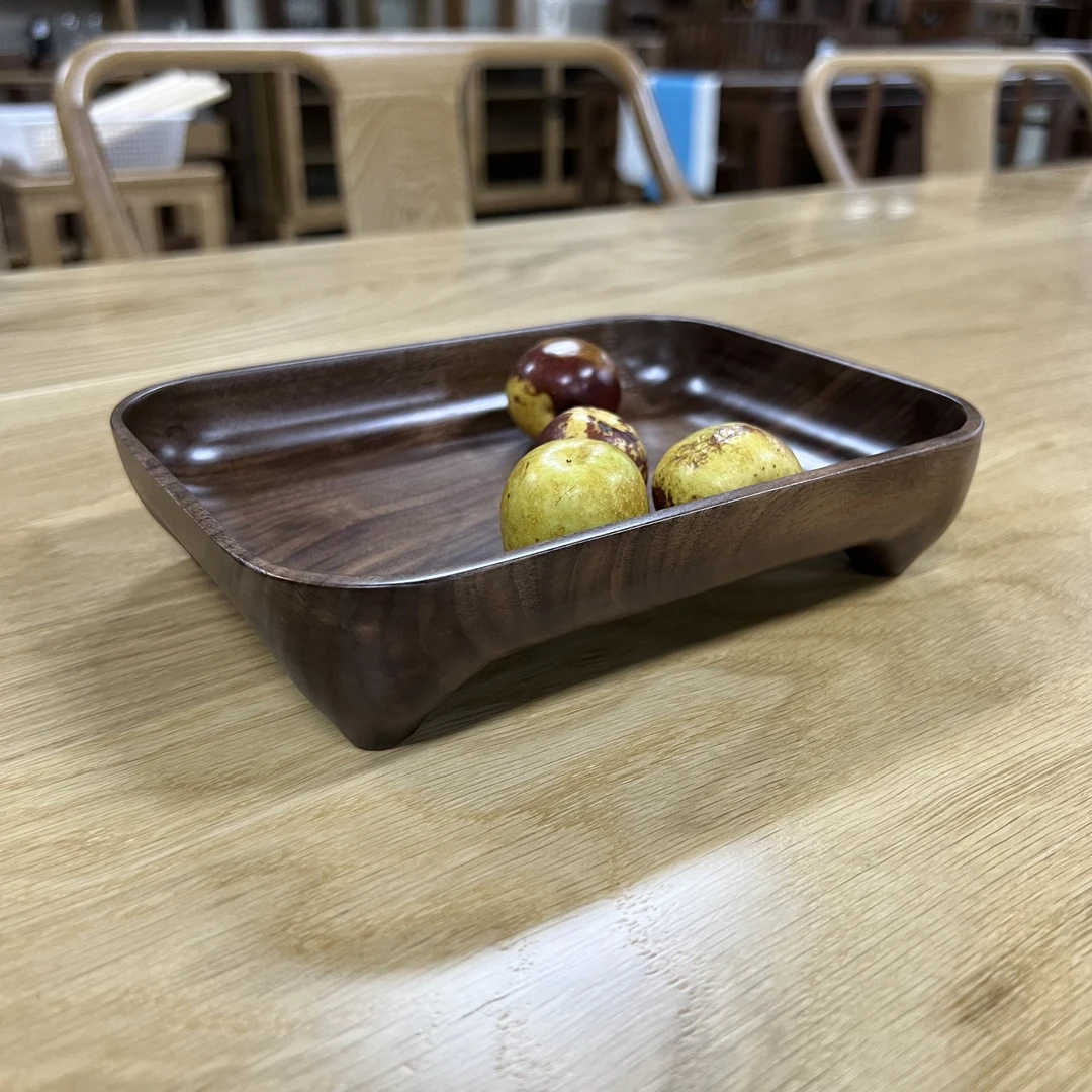 南天门家具北美黑胡桃木艺术果盘整木挖制嘟嘟盘